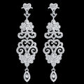 Silver Tone Crystal Scroll Tassel Metal Dangle Earrings view 2