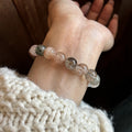 Natural Colorful Rutilated Quartz Crystal Beaded Bracelet Minimalist Round Geometric Luxury Style view 3