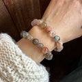 Natural Colorful Rutilated Quartz Crystal Beaded Bracelet Minimalist Round Geometric Luxury Style view 1
