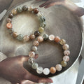 Natural Colorful Rutilated Quartz Crystal Beaded Bracelet Minimalist Round Geometric Luxury Style view 2