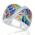 Colorful Ethnic Style Ring For Women Niche Geometric Oil Drip Fashion Jewelry view 1