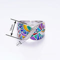 Colorful Ethnic Style Ring For Women Niche Geometric Oil Drip Fashion Jewelry view 4
