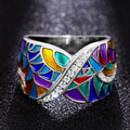 Colorful Ethnic Style Ring For Women Niche Geometric Oil Drip Fashion Jewelry view 2