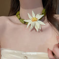 Resin Bamboo Joint 3D Flower Earrings Necklace Jewelry Set For Women Spring Vacation Fashion Style view 3