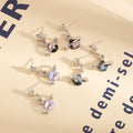 Elegant Korean Silver Alloy Star And Planet Drop Studs With Purple Crystal Pearl Moon Charm Earrings view 2