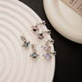 Elegant Korean Silver Alloy Star And Planet Drop Studs With Purple Crystal Pearl Moon Charm Earrings view 4