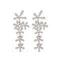 Chic Copper Zircon Flower Tassel Drop Earrings With Silver Needle Posts view 5