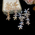 Chic Copper Zircon Flower Tassel Drop Earrings With Silver Needle Posts view 2