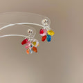 Colorful Artificial Crystal Tassel Drop Earrings Geometric Circle Silver Needle Elegant Fashion view 4
