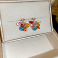 Colorful Artificial Crystal Tassel Drop Earrings Geometric Circle Silver Needle Elegant Fashion view 2