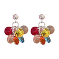 Colorful Artificial Crystal Tassel Drop Earrings Geometric Circle Silver Needle Elegant Fashion view 5