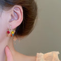 Colorful Artificial Crystal Tassel Drop Earrings Geometric Circle Silver Needle Elegant Fashion view 3