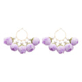 Pearl Flower Tassel Hoop Earrings With Letter Charm Silver Pins Light Luxury European Style view 5