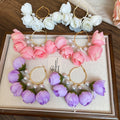 Pearl Flower Tassel Hoop Earrings With Letter Charm Silver Pins Light Luxury European Style view 1