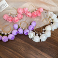Pearl Flower Tassel Hoop Earrings With Letter Charm Silver Pins Light Luxury European Style view 3