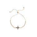 Copper Zircon Cross Pendant Bangle, Light Luxury Geometric Elegant Bracelet view 5