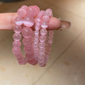 Pink Cat Eye Stone Beaded Bangle For Women Fairy Style Round Geometric Jewelry Gift view 3
