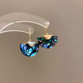 Light Luxury Alloy Abalone Shell Fan Shaped Drop Earrings, Geometric Retro French Style Jewelry view 3