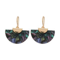 Light Luxury Alloy Abalone Shell Fan Shaped Drop Earrings, Geometric Retro French Style Jewelry view 5