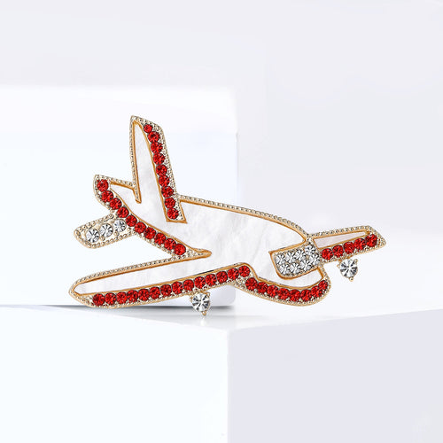 Alloy Rhinestone Airplane Brooch For Men's Suit Lapel Decoration