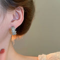 Alloy Silver Needle Pavé Rhinestone C Letter Stud Earrings Minimalist Elegant High-End Style view 4