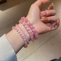 Pink Cat Eye Stone Round Beaded Bangle For Women New Chinese Light Luxury Geometric Jewelry view 2