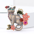 Alloy Enamel Flower Cat Brooch For Sweet Women's Apparel view 2