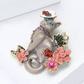 Alloy Enamel Flower Cat Brooch For Sweet Women's Apparel view 3