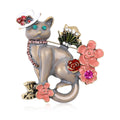 Alloy Enamel Flower Cat Brooch For Sweet Women's Apparel view 1