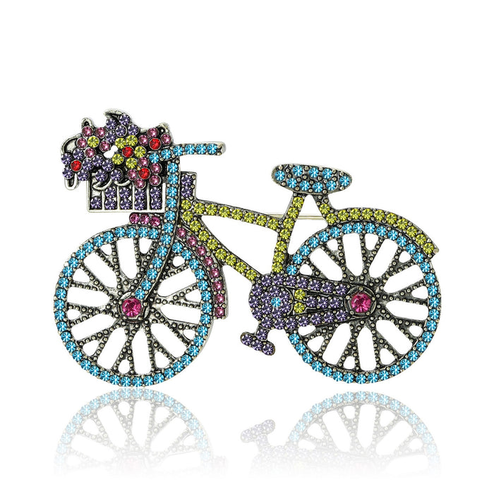 Alloy Full Rhinestone Bicycle Brooch For Classic Unisex Clothing Decoration