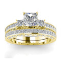Geometric Quadrilateral Couple Rings With Row Rhinestones, Fashion Matching Finger Jewelry view 1