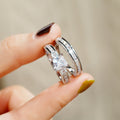 Geometric Quadrilateral Couple Rings With Row Rhinestones, Fashion Matching Finger Jewelry view 3
