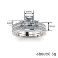 Geometric Quadrilateral Couple Rings With Row Rhinestones, Fashion Matching Finger Jewelry view 4