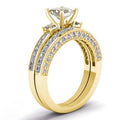 Geometric Quadrilateral Couple Rings With Row Rhinestones, Fashion Matching Finger Jewelry view 2