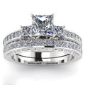 Geometric Quadrilateral Couple Rings With Row Rhinestones, Fashion Matching Finger Jewelry view 5