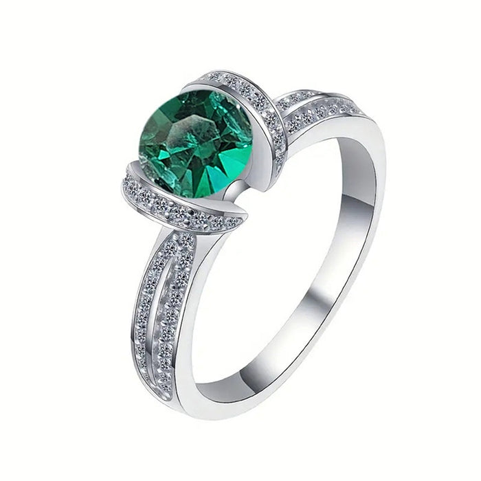 Light Luxury Green Emerald Ring For Women Elegant Banquet Dress Accessory Jewelry