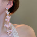 Chic Floral Zircon Crystal Tassel Drop Earrings With Silver Needle For Beach Vacation Style view 3