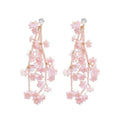 Chic Floral Zircon Crystal Tassel Drop Earrings With Silver Needle For Beach Vacation Style view 5
