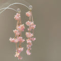 Chic Floral Zircon Crystal Tassel Drop Earrings With Silver Needle For Beach Vacation Style view 4
