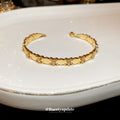18K Gold Plated Copper Zircon Iris Flower Open Cuff Bangle Light Luxury Jewelry view 1