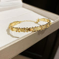 18K Gold Plated Copper Zircon Iris Flower Open Cuff Bangle Light Luxury Jewelry view 3