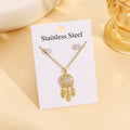 Moon Butterfly Necklace Set With Butterfly Stud Earrings, Light Luxury Pendant Collarbone Chain view 3