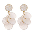 Light Luxury Cat Eye Stone Round Shell Tassel Drop Earrings For Beach Vacation Style view 5