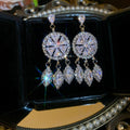 Chic Geometric Round Zircon Tassel Drop Earrings With Copper Alloy And Silver Pins view 2