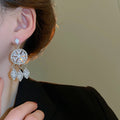 Chic Geometric Round Zircon Tassel Drop Earrings With Copper Alloy And Silver Pins view 3