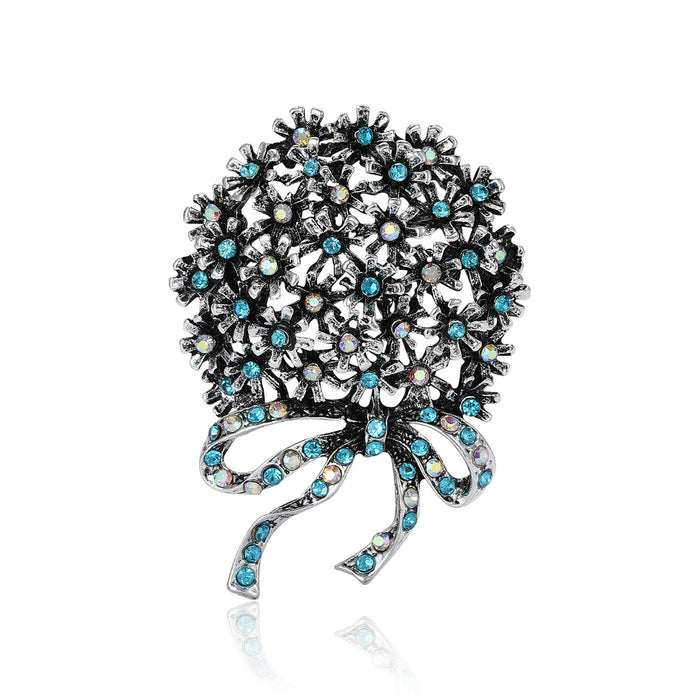 Alloy Rhinestone Hydrangea Brooch For Classic Women Clothing Decoration