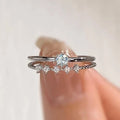 Delicate Stackable Zircon Couple Rings For Women, Elegant Daily Engagement Jewelry Accessory view 1