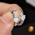 Heart Shaped Imitation Opal Earrings For Women With Micro Inlaid Zircon, Sweet Elegant Jewelry view 1