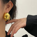 Statement French Oval Geometric Stud Earrings For Women, Heavy Craft Niche Fashion Jewelry view 3