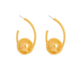 Elegant Gold Alloy Spiral Hoop Stud Earrings For Women, Statement Metal Dome Ball Luxury Earrings view 5